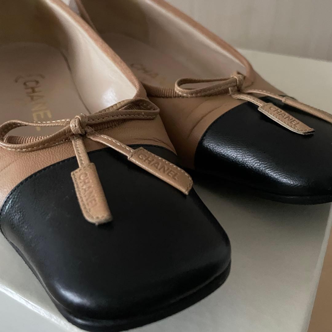 Chanel Low Heel Pumps Beige With Ribbons Size 35.5 US About5.5 For Women thumbnail 15