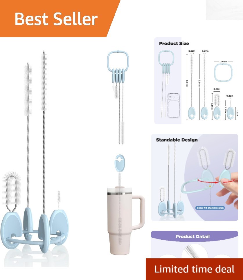 Compact Straw and Bottle Brush Set with Holder &ndash; Perfect for All Hydration Needs