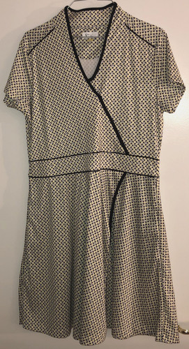Greg Norman Golf Dress Geometric Print Black/Yellow/Gray/White Pockets Size M