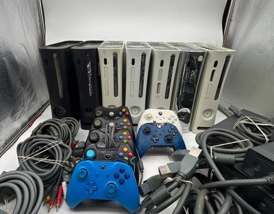 Lot of 7 Broken Microsoft Xbox 360 Consoles Parts Repair 7 Controllers Power Cab