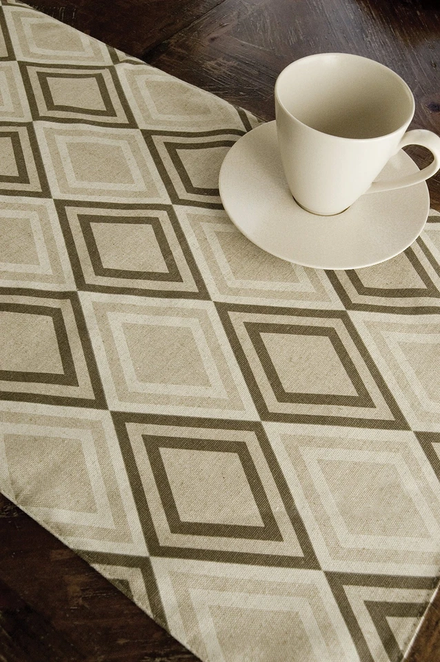 Corredor de mesa de lino diamante, 13"x36", lino Foto 4 de 4