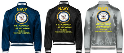 VIETNAM* USS WIDGEON  MSC-208 * SI*VINYL*SATIN JACKET*NAVY OFFICIAL LICENSE
