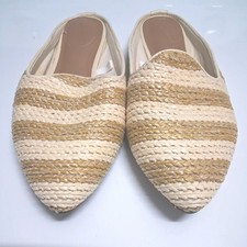 Women  s Slip-On Flat Woven Mule 6.5 Shoe Tan Universal Thread-Comfortable