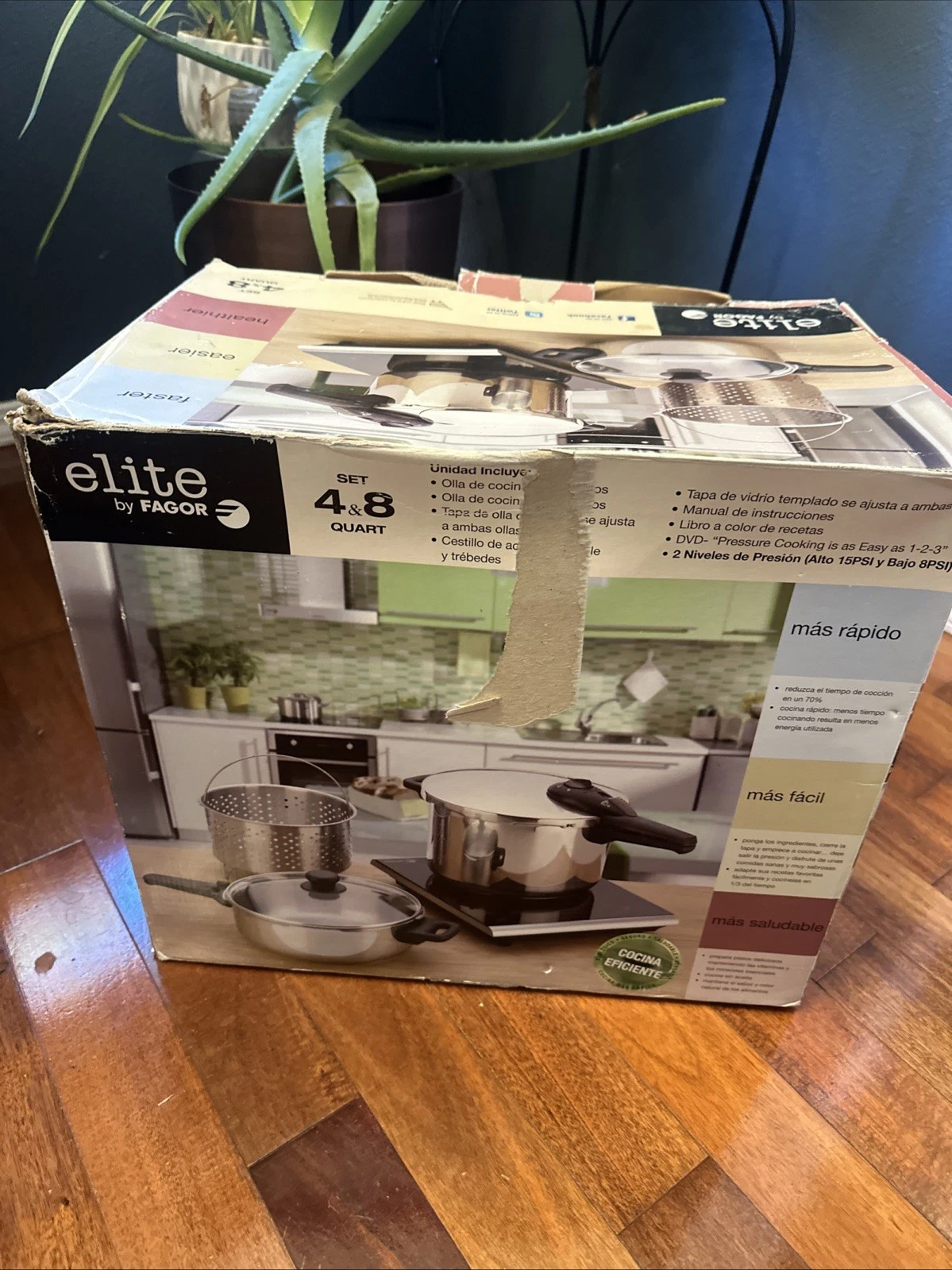 Elite By Fagor 8 Qt 4Qt Pressure Cooker with Steamer Basket Set In Box