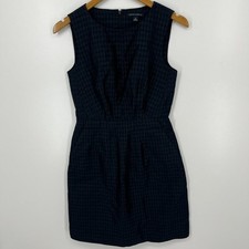 Banana Republic Dress Women's Size 2 Black Back Zip Sleeveless Geometric Midi