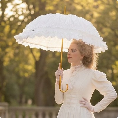 Lace Umbrella Straight-Shaft Princess Umbrella Elegant for Bride, Cosplayers