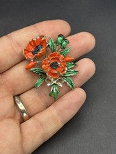 Vintage exquisite Mohnblumen Brosche, 50er Ja...