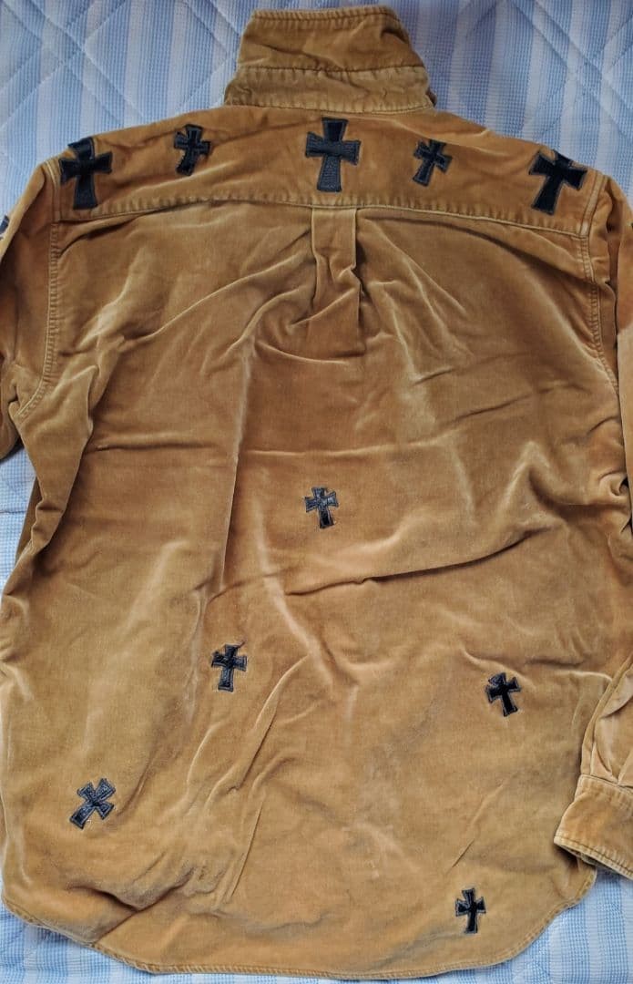 Slap Shot Cross Patchwork Leather Patch Shirt L V… - image 5