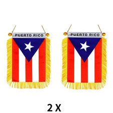 2x PUERTO RICO MINI BANNER FLAG GREAT FOR CAR WINDOW MIRROR HANGING 2 SIDED