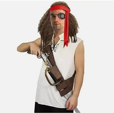 Pirate Sword and Gun Belt Holder Baldric Leatherlike One Size Fits Most Adults