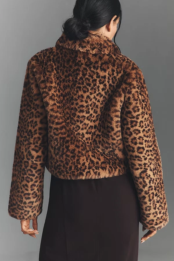 Nueva Chaqueta Corta Anthropologie Maeve Piel Sintética Leopardo XS NUEVA CON ETIQUETAS Foto 2 de 4