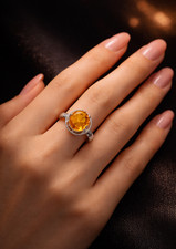 925 Sterling Silver Spessartite Garnet Natural Gemstone Ring Engagement Ring.