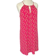 Vince Camuto Halter Shift Dress Women's Size Small Pink Yellow Hibiscus Key Hole