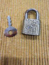 Vintage Brass & Steel Lion Padlock and Key wo...