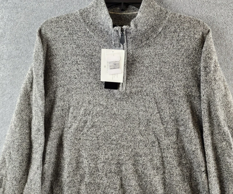 The Men's Store at Bloomingdale's Cashmere 1/2-Zip Sweater XXL Gray Twist Heathe - Image 3 of 4
