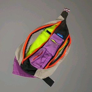 KAVU Sling Bag Canvas Multicolor Rope Strap Zip Outdoor Hiking Backpack