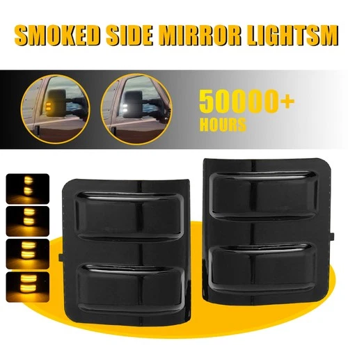 For Ford F250 F350 F450 F550 Smoked Amber LED Side Mirror Marker Signal Lights