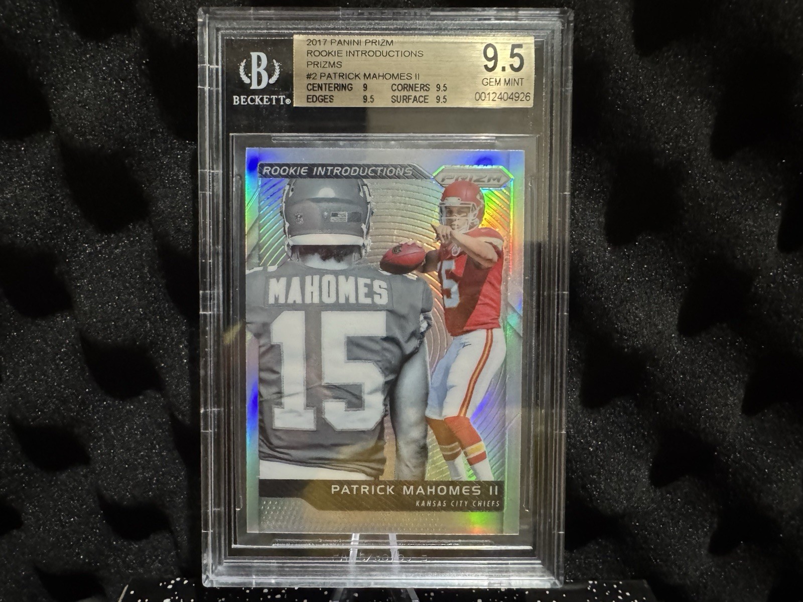 2017 Panini Rookie Introductions Patrick Mahomes II #2 Silver Prizm (RC) BGS 9.5