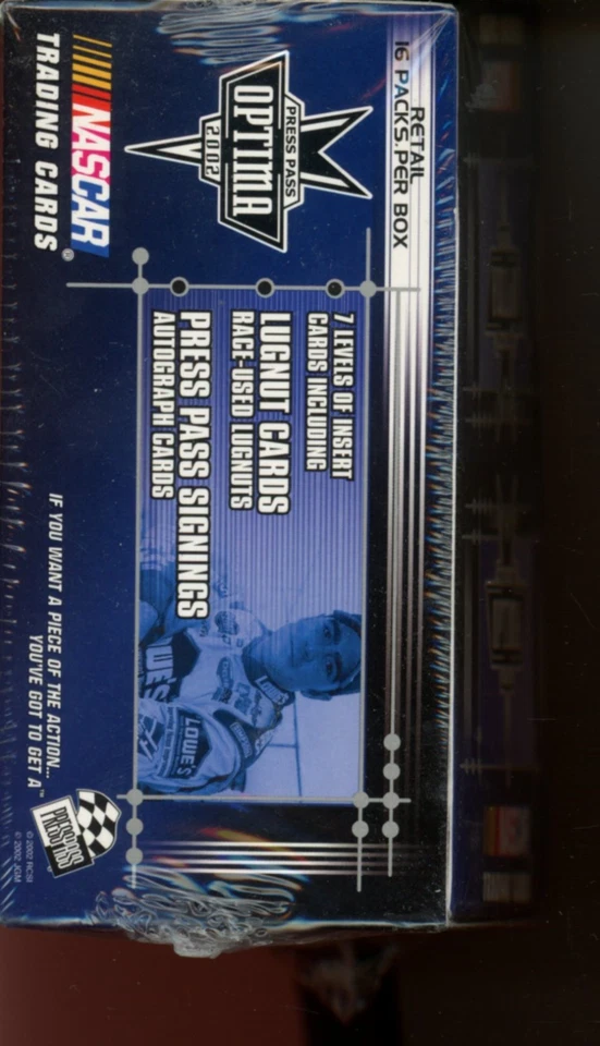 2002 PRESS PASS OPTIMA NASCAR RETAIL UNOPENED BOX 16 PACKS/BOX - Image 2 of 2