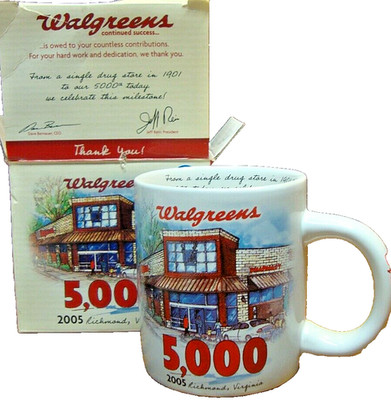 NIB 2005 Walgreen's 5000th Store Commemorative Coffee Mug Richmond Virginia  W14
