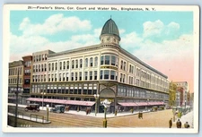 1920 Binghamton New York Postcard Fowler's Store Cor. Court Water Sts. Building