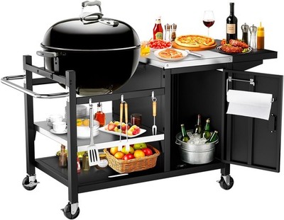 Utheer Grill Table Cart for Weber Kettle 22'' Charcoal Grill,Big Green Egg,AKORN