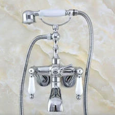 Bathtub and Clawfoot Tub Shower Faucet in Chrome 3-3/8 Inch Variable Centers
