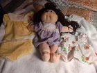 Vintage Cabbage Patch Girl Brown Hair Blue Eyes And Original Outfit With Extras