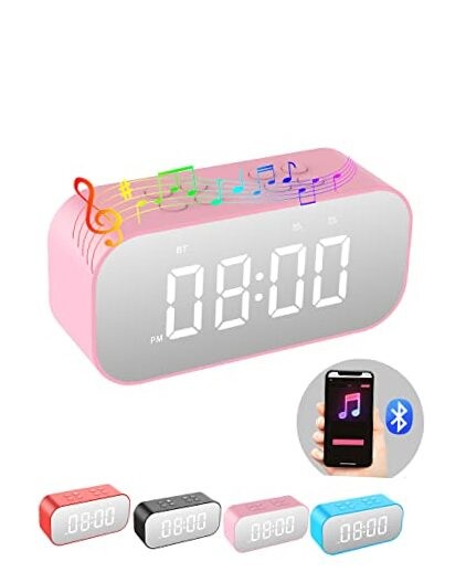 Alarm Clock for Bedrooms,Small Digital Clock with Bluetooth Speaker,Desk-image