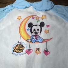 Rare Vintage 1980s Infant 0-3 Month Disney Baby Mickey Mouse Sleeper Blue White