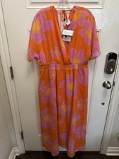 Cozy Co Hawaiian Print Summer Beach NWT Resort Wear Bright Pink And Orange Sz XL