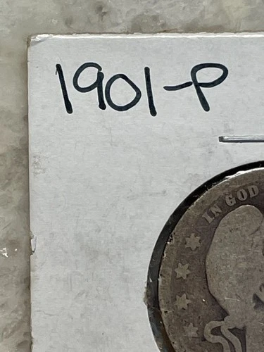 1901 Barber 90% SILVER Quarter GOOD #26