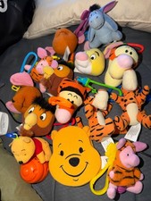 Vintage Disneys Winnie The Pooh And Friends Plush Keychain Clips Lot Of 14