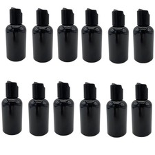 2 oz Black Boston Plastic Bottles -12 Pack Empty Bottle Refillable - BPA Free...
