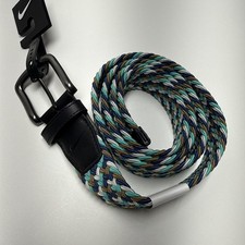 Nike G-Flex Stretch Woven 1 3/8  Golf Belt Teal Braided Leather Trim Sz XL 42-44