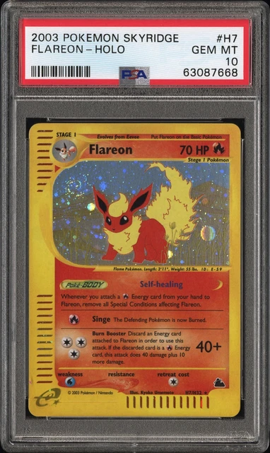 2003 Pokemon Skyridge Flareon Holo H7/H32 PSA 10 SWIRL 🌀🔥