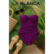 La Blanca Solid Purple Berry One Piece Swimsuit Sz. 12