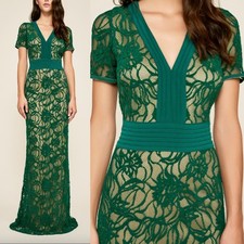NWT Tadashi Shoji Cloelia Lace Gown Dress Green Size 16Q  BFZ18238LQ