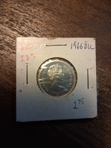 1966BU QEII, .25 CENT Silver Coin