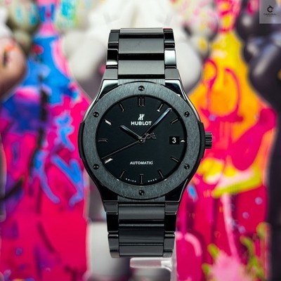 Ceramic Bracelet 2025  Black Magic  Hublot Classic Fusion 45MM Black Dial B&P