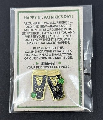 2026 Guinness Happy St. Patrick's Day Pin - New