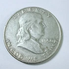 1950-D 50C Franklin Half Dollar 90% Silver Circulated US Coin Free Ship #8429