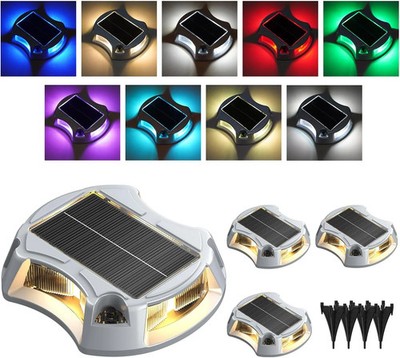 4Pack Solar Driveway Lights, Aluminum Alloy Solar Deck Light,IP68 Outdoor Waterp