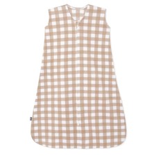 HALO Sleepsack Micro-Fleece Wearable Blanket - Tan Gingham - L: Inverted Zipper