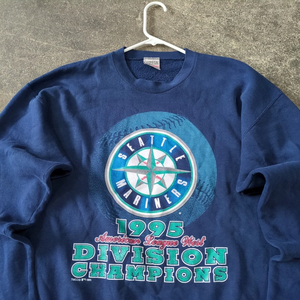 Vintage Seattle Mariners Crewneck Sweatshirt Mens XL Blue 1995 Champions Sweater - Image 2 of 4