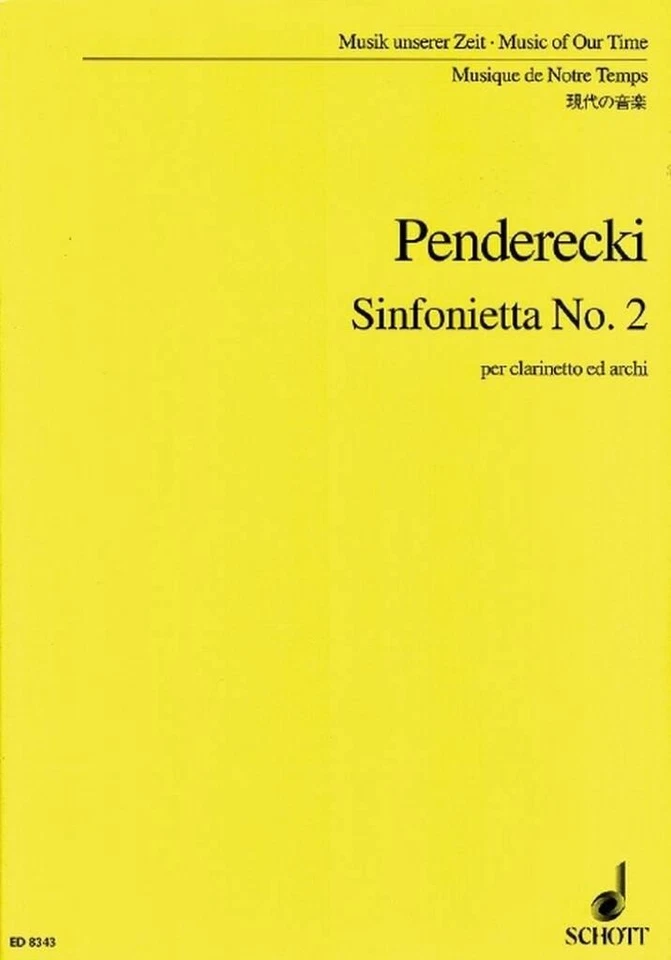 Sinfonietta No. 2 Krzysztof Penderecki Studyscore Clarinet and String Orchestra - Image 2 of 4