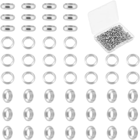 200 StüCk Kleine Lose Ringperlen 4Mm Loch 304 Edelstahl Abstandsperlen Metall Ab
