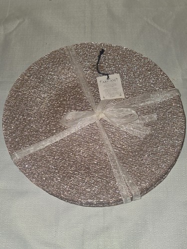 (4) PIATTO AKCAM 11" VETRO ROSA TEXTURE IRIDESCENTE ROSA LUSSO NUOVO SPLENDIDO! - Foto 8 di 11