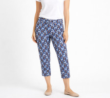 J McLaughlin Pull-on Ankle Pants Size 12 Masie Blue Brown Floral Print Stretch