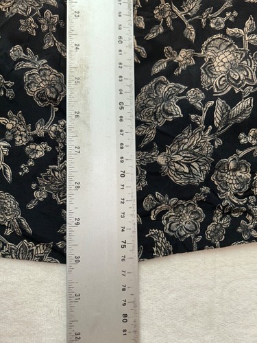 Midi Black Skirt Floral Pockets Pleated Bohemian Size 14 16 Vintage Boho Retro - Picture 6 of 11